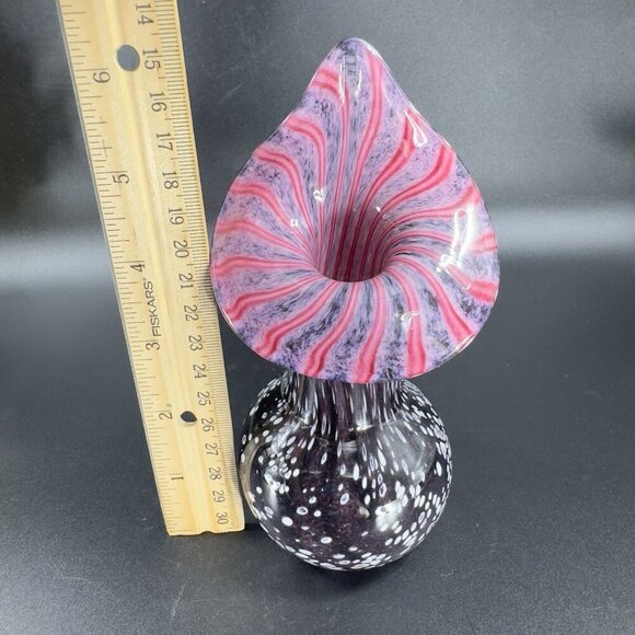 Vintage Hand Blown Art Glass Vase Jack In Pulpit Hand Made Studio Glass Vase VTG - Picture 10 of 16